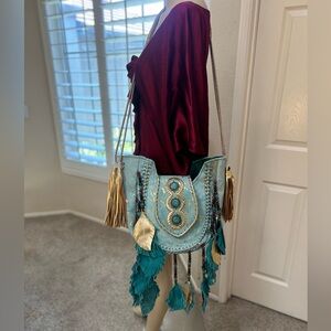 Handmade Cowhide Western Bohemian  Rodeo Yellowstone Lrge‎ Crossbody bag Unisex